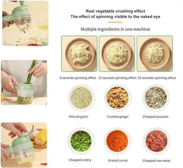 🥕 4 in 1 Portable Electric Vegetable Cutter Set 🧄