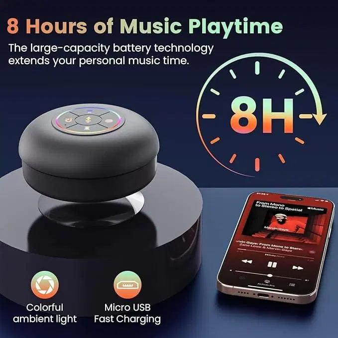🎵 Waterproof Bluetooth Speaker with Suction Cup – Music Anytime, Anywhere! 🚿💦