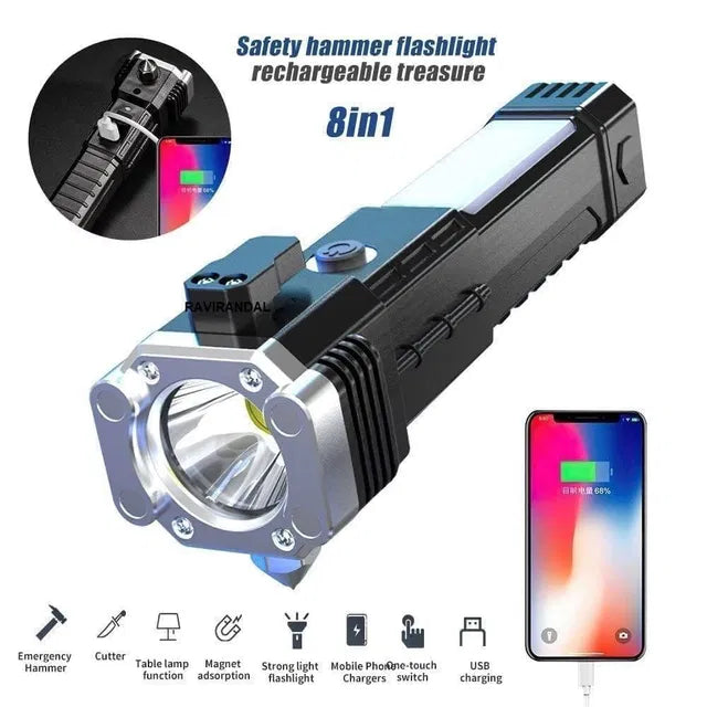 🔦 8 in 1 Portable Rechargeable Torch LED Flashlight 🔦