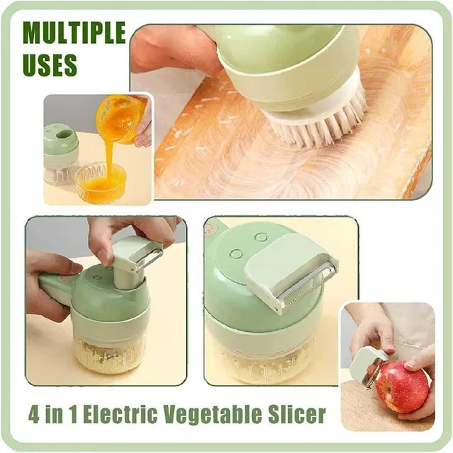 🥕 4 in 1 Portable Electric Vegetable Cutter Set 🧄